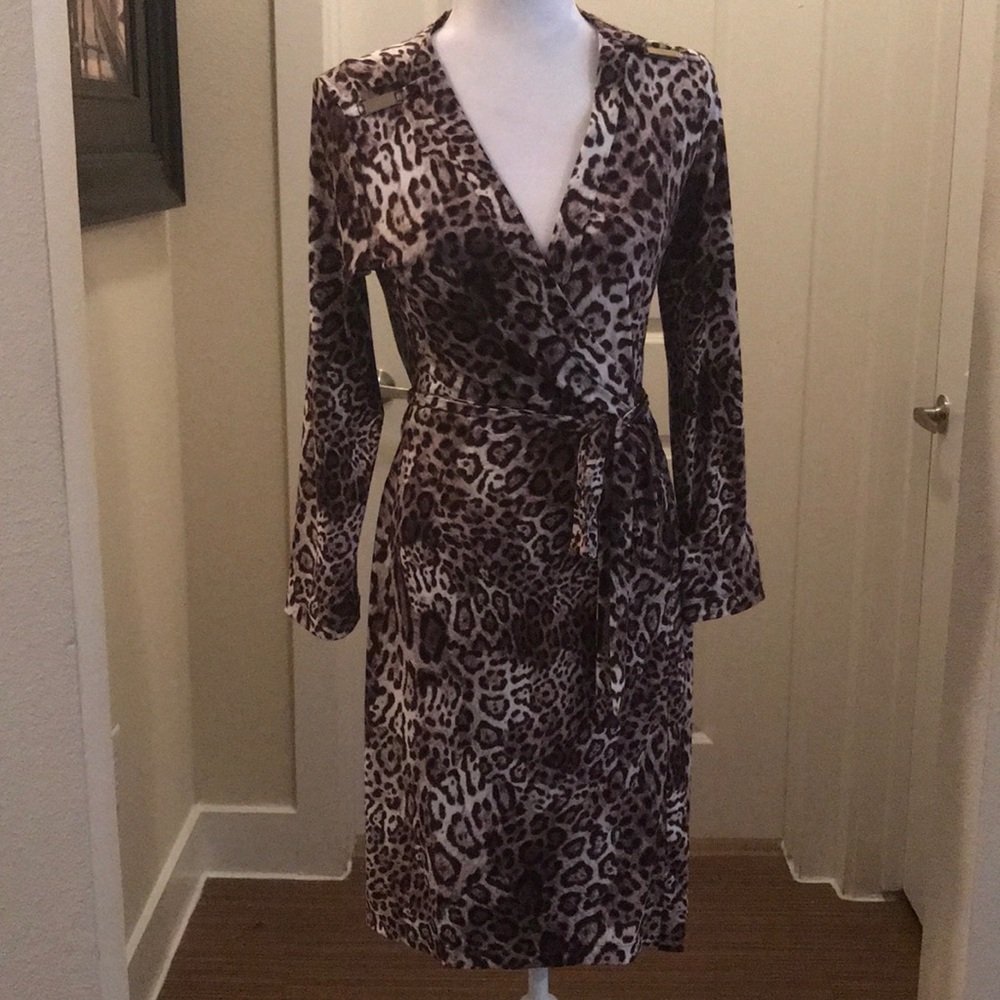 Calvin Klein Animal Print Wrap Dress
